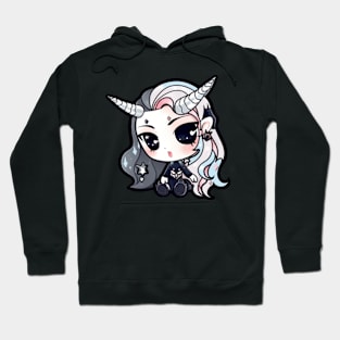 Fantasy demon with horns and cool hair Hoodie